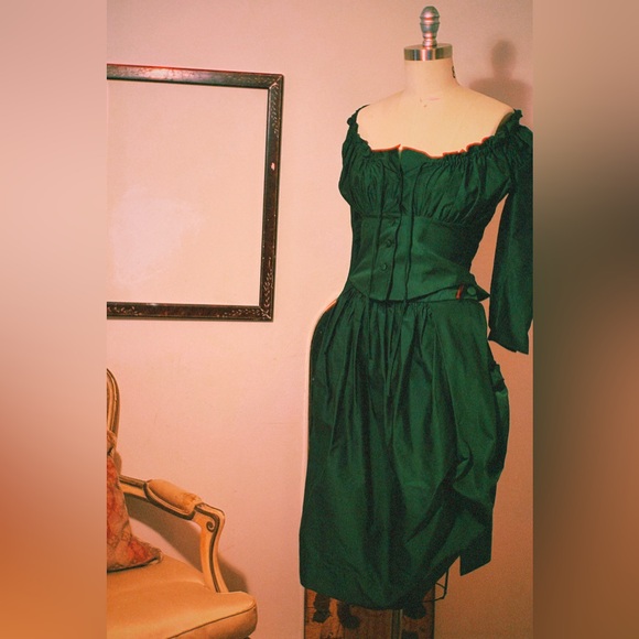 Vivienne Westwood Red Label 2-Piece Corset + Full Skirt Green IT 40 Italy US4/6 - Picture 8 of 13
